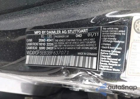 2011 Mercedes-Benz C 300 Sport from USA, damaged, VIN WDDGF5EB3BF637071